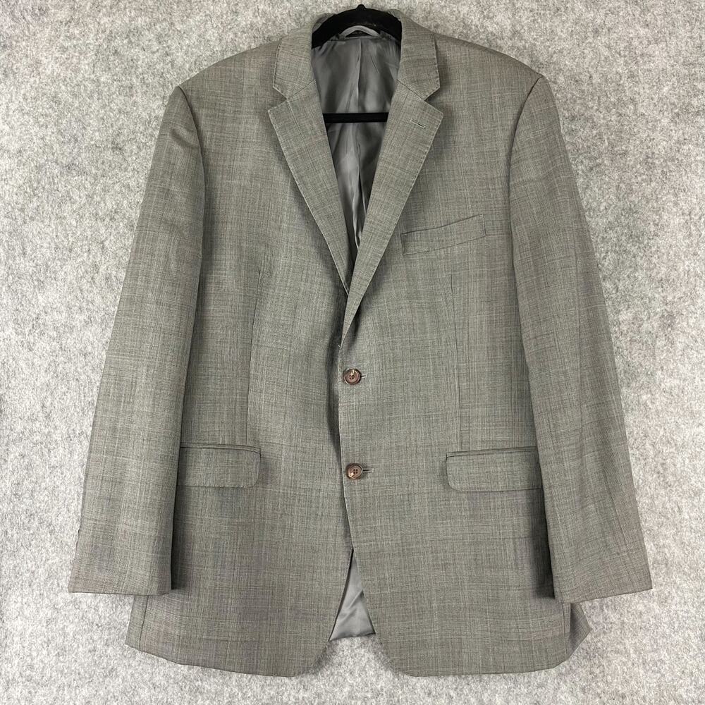Lauren Ralph Lauren Wool Blazer Sport Coat Mens 44R Gray Plaid Slim Two Button